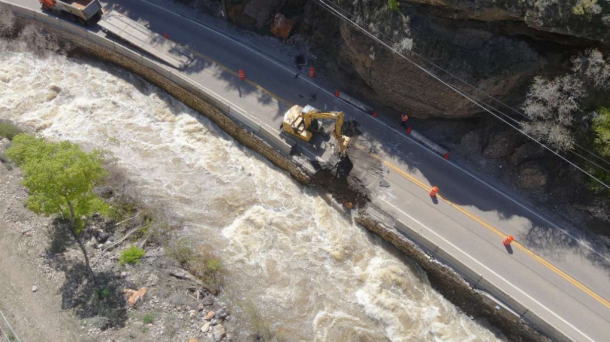 State Route 39 in Ogden Canyon has reopened after water undercut the roadway Thursday. A river floo...