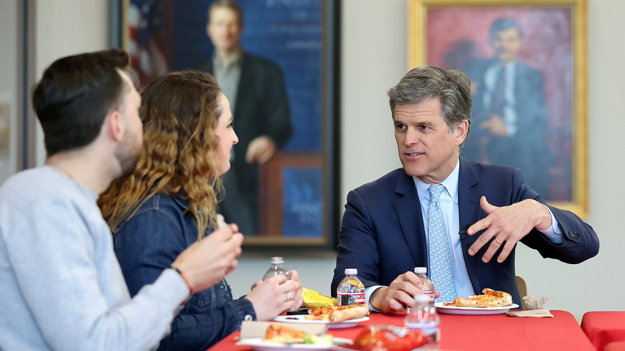 University of Utah impact scholar Tim Shriver, right, meets with members of Students for Dignity, i...